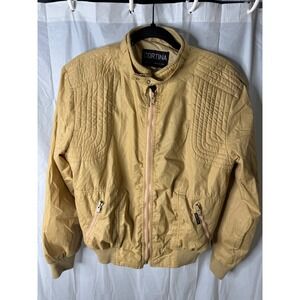 Cortina Tan Lightweight Zip Up Bomber Jacket Quilted Shoulders Mens Size M
